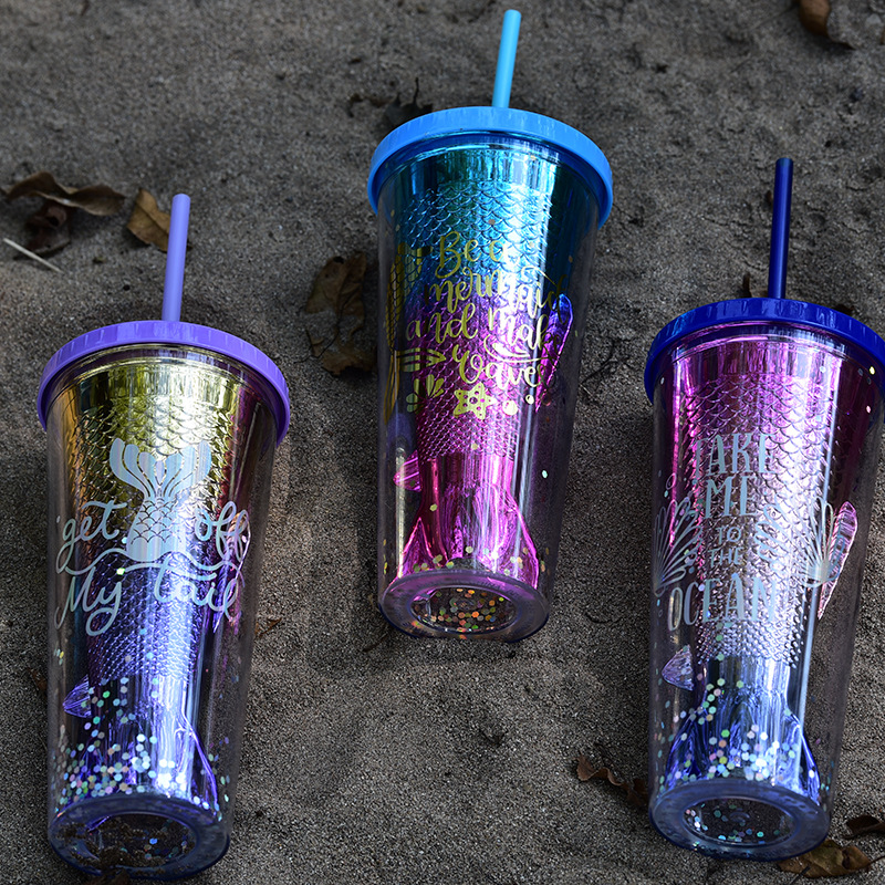 630g Weight Water Bottles Kitchen and drinking utensils 1 Piece Quantity Home, inside the car Occasion Plastic Material Sequins, Mermaid Tail Pattern Fashion Style Fashion Sequins Mermaid Tail Plastic Water Bottles 1 Piece 3