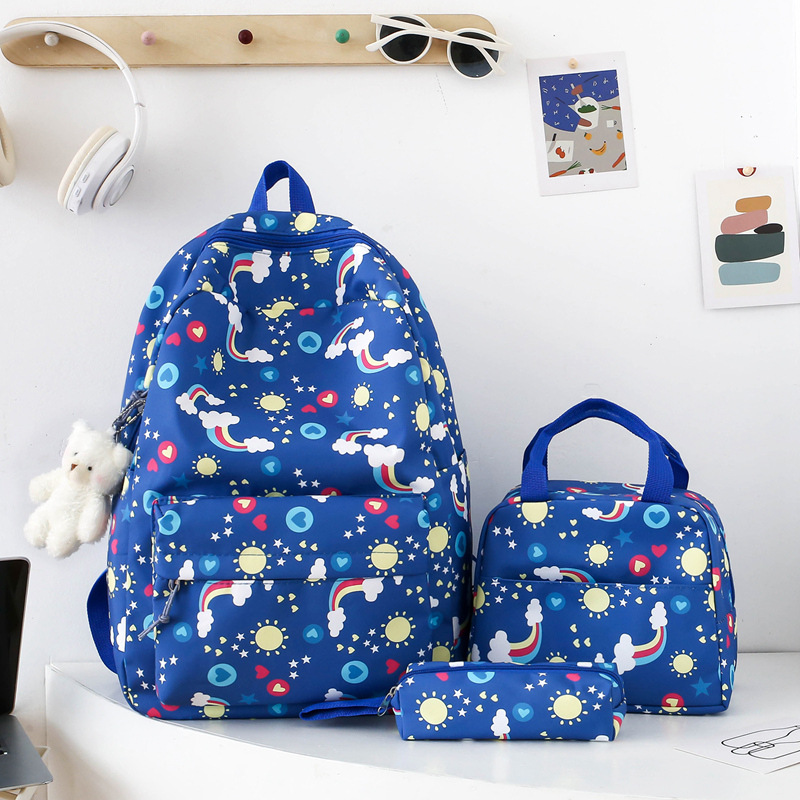 Conjunto de tres piezas de comercio exterior de mochila para estudiantes, mochila informal simple de estilo coreano, bolso para estudiantes de primaria y secundaria de gran capacidad