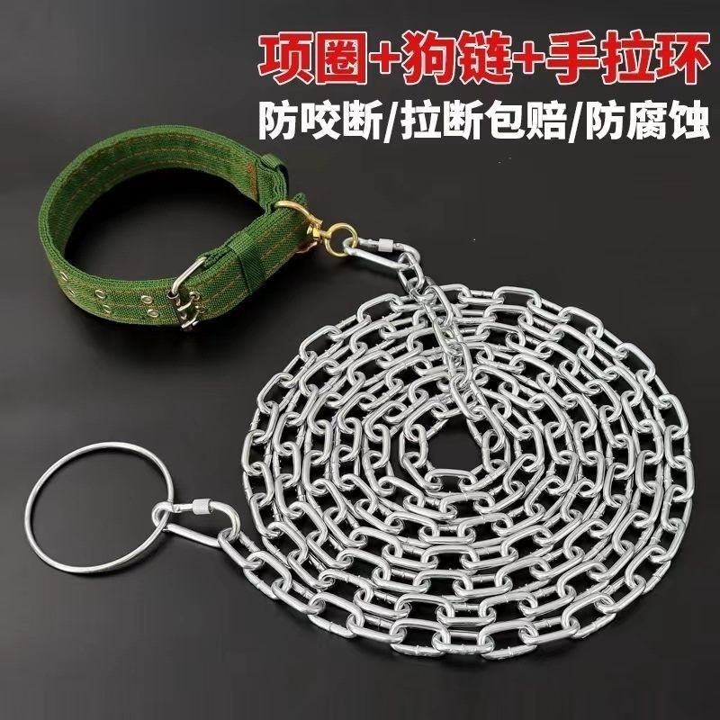新款不锈钢狗链子大型犬中型犬小型犬铁链项圈狗绳防咬家用牵引带|undefined