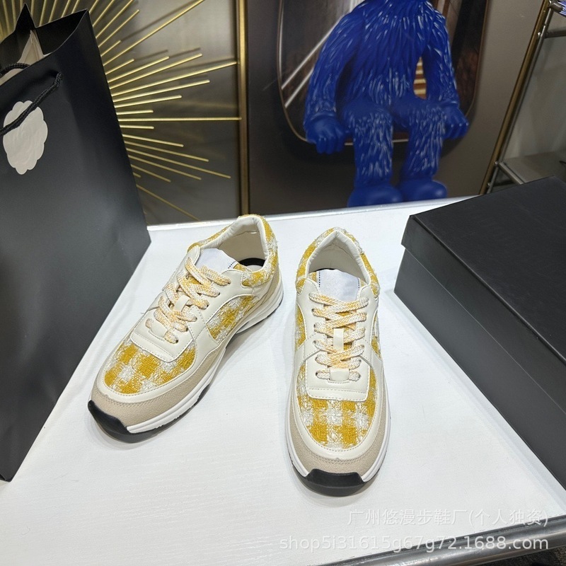 小香风休闲运动鞋女2025新款真皮网面透气增高厚底系带拼色老爹鞋|undefined