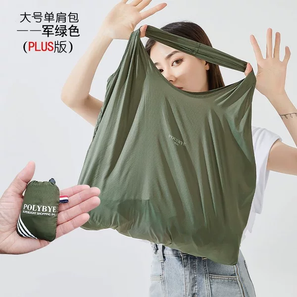 Ultra-thin mini storage soft eco-friendly handbag, nylon lunch bag, foldable portable 3D shoulder bag for supermarkets