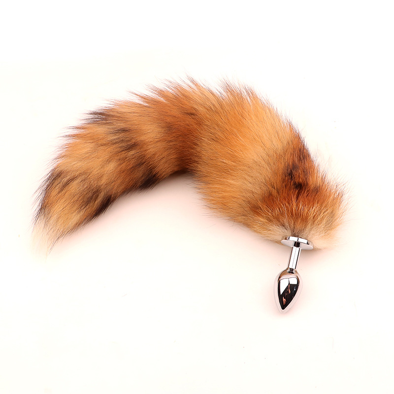 Fox Tail Metal Anal Plug with Plush Cross Fox Tail, Blue Cosplay Design — detail image 9
