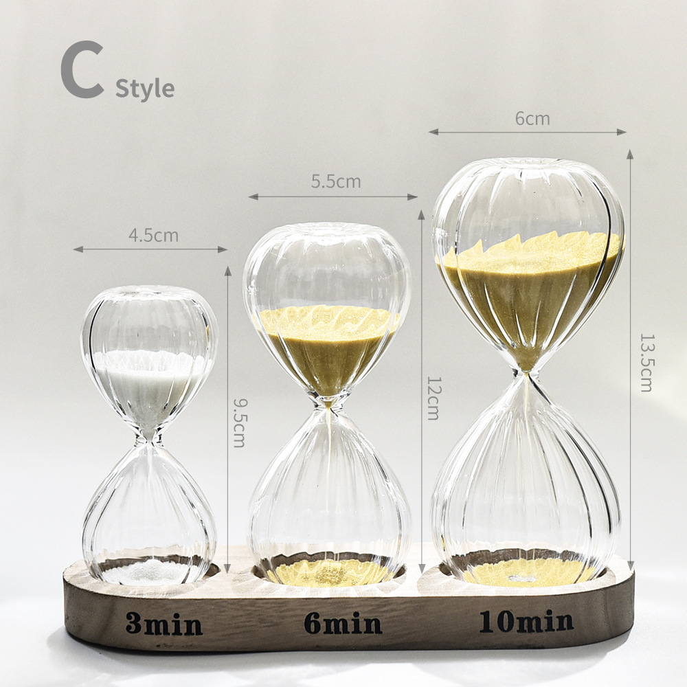 Set creativo reloj de arena 3 6 10 minutos combinación temporizador ins moda decoración del hogar artesanía de vidrio image 8