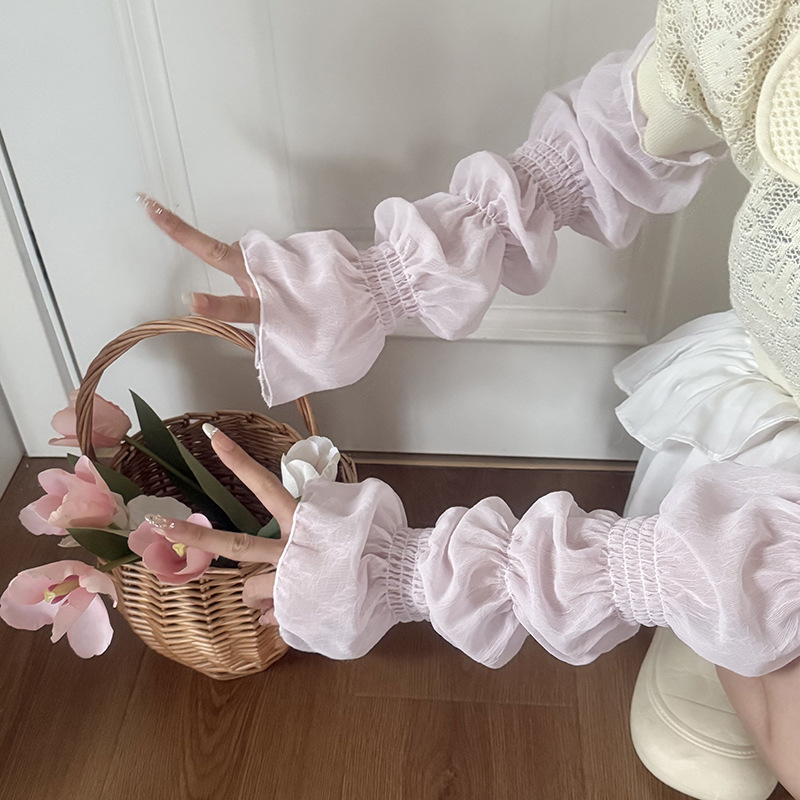 Super hermoso 2025 nueva manga de linterna fresca y dulce de alta calidad para mujer verano protector solar manga de trompeta versión extendida manga para exteriores