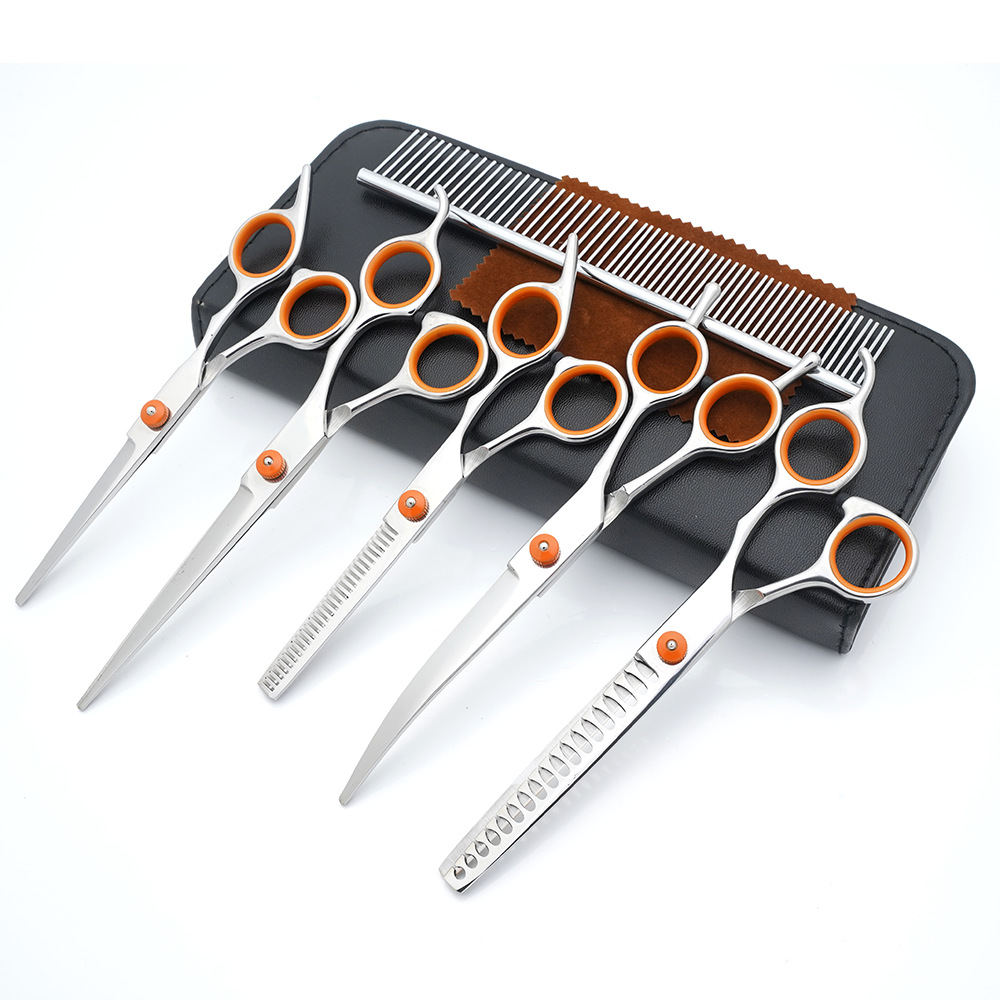 Tijeras para mascotas, tijeras de corte de pelo para perros, tijeras de dientes delgadas profesionales, tijeras de corte de pelo, tijeras de pelaje, juego de herramientas de limpieza