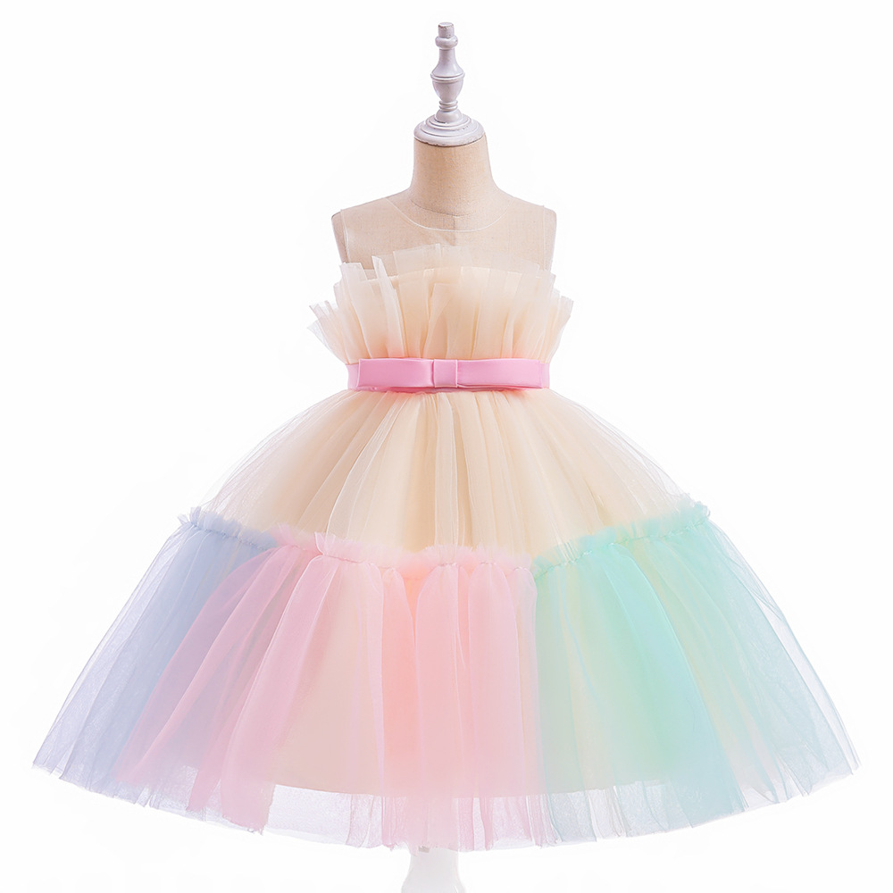 兒童禮服公主裙花童婚禮小女孩蓬蓬裙女童生日主持人演出服連衣裙