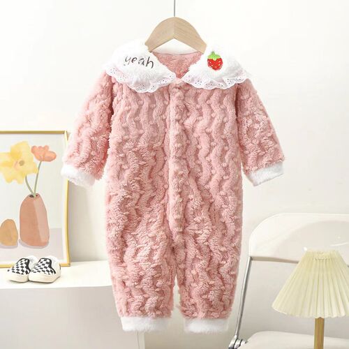 Baby Bodysuit for Boys Autumn and Winter Fleece Bodysuit for Girls Infant Bodysuit Climbing Suit Stylish 0 to 1 months Warm Sleeping Suit 2