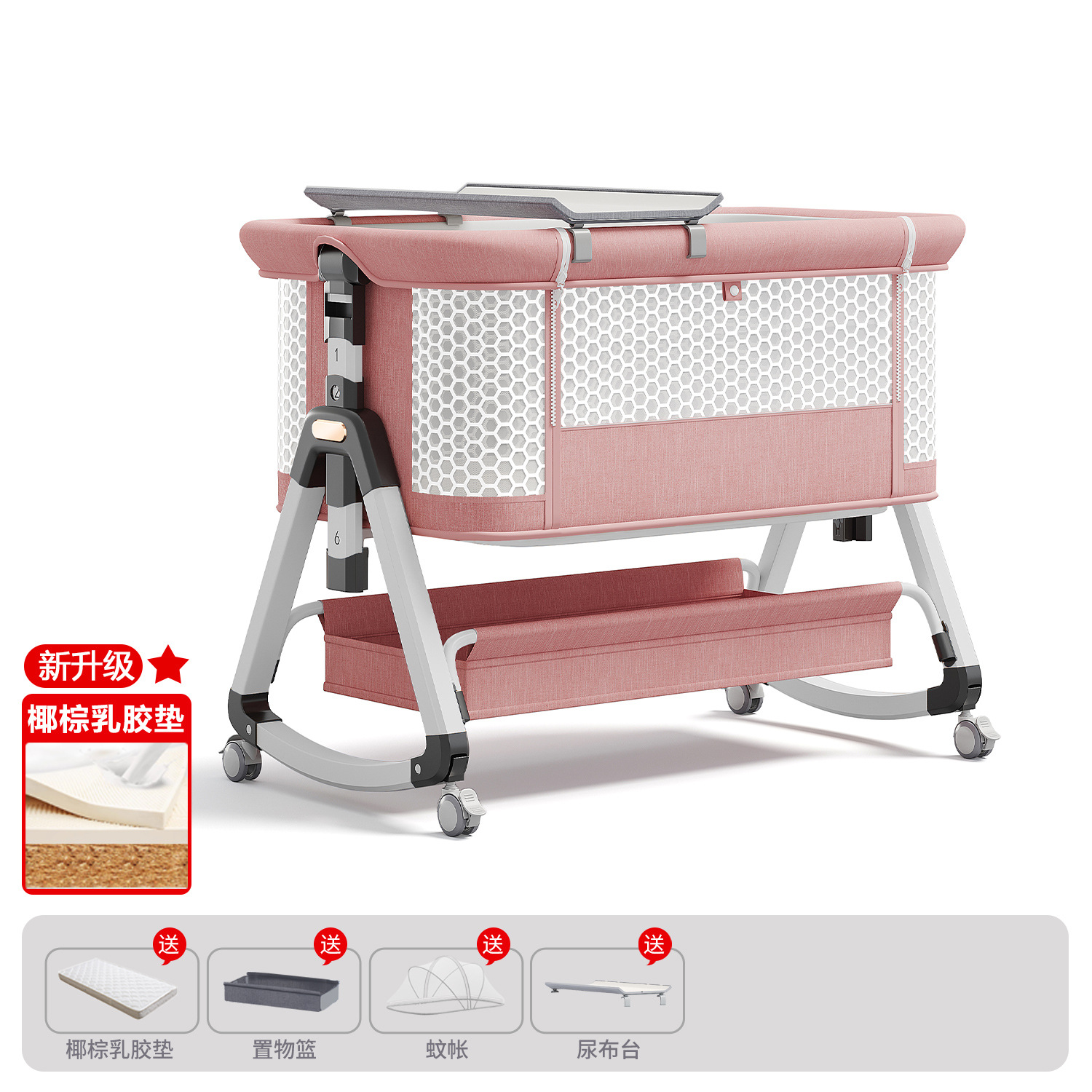 Cama de bebé móvil portátil cuna cama plegable multifuncional BB cama para recién nacidos empalme cama grande