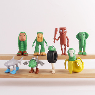 Cross-Border Shanhaijing Hand-Made Office Figure Tungtungsahu Shark Wearing Shoes Tongtong Tongtong Wooden Stick Man Model Ornaments