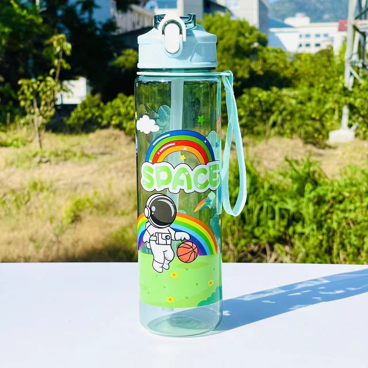 Taza de paja Kapi Barakatong con cierre Taza de mano Taza de plástico para deportes y fitness Taza de agua espacial para hombres y mujeres