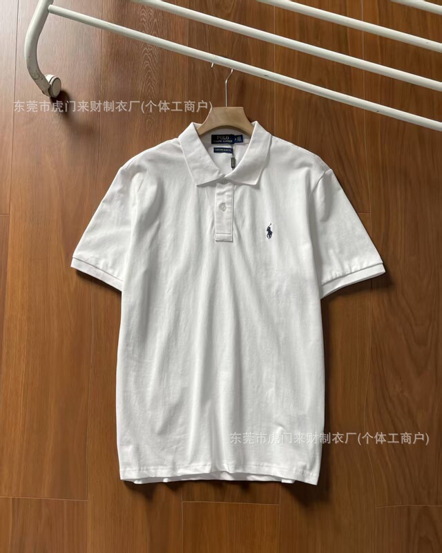 25夏SSラフRLカジュアル万能ポニーロゴ刺繍ポロシャツラウンドネックTシャツ半袖刺繍デザイン|undefined