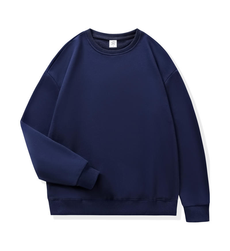 Camiseta de manga larga de algodón puro de color sólido para otoño e invierno, uniforme escolar de cuello redondo, sudadera promocional con logotipo impreso, uniforme de trabajo para grupos