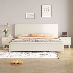 北欧白色全実木ベッド現代シンプルクリームスタイル1.8メートルダブルベッド1.5主臥王女収納ベッド