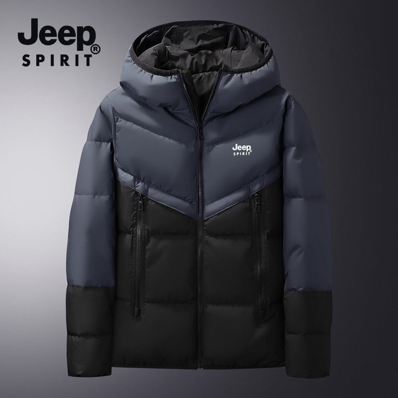 JEEP SPIRIT abajo chaqueta de los hombres de mediana longitud con capucha de los hombres chaqueta de invierno suelta talla grande ropa de invierno de los hombres