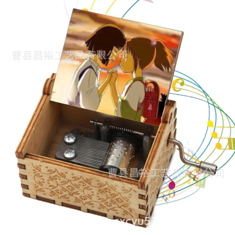 木製の手作りオルゴール創意カラープリント千と千尋のオルゴール木製の手を振ってオルゴールクロスボーダー専用です。