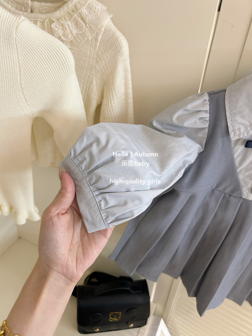 [Ropa infantil de Leen] niñas temprano otoño vestido de camisa de estilo universitario bebé primavera coreano vestido de solapa para niños de mediana edad