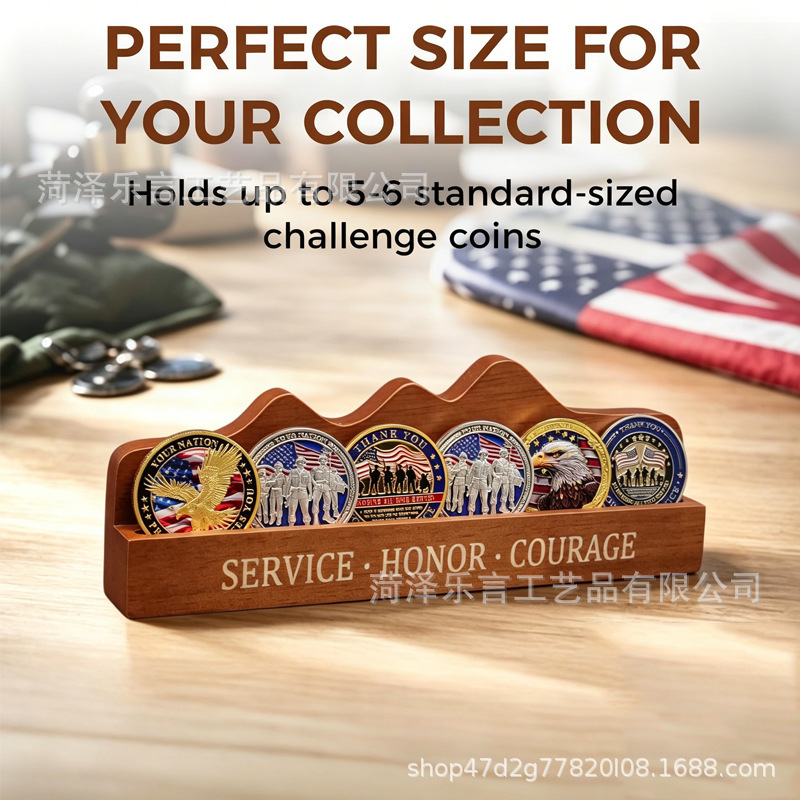 Wooden Challenger Coin Holder Challenger Coin Display Stand Wooden Medal Holder Challenger Coin Storage Rack