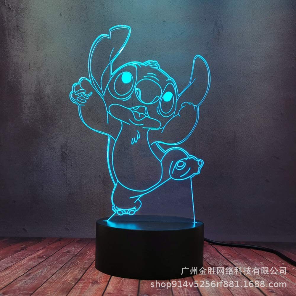 Stitch suministro transfronterizo 3D luz de la noche serie de dibujos animados creativo regalo del Día de San Valentín Lámpara decorativa dormitorio lámpara de mesa
