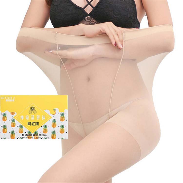 Spring and Summer Ultra-Thin Anti-Snatch Stockings Core-Spun Silk Pantyhose Plus Givenan Rompers Internet Celebrity Pineapple Socks Female Manufacturer Wholesale