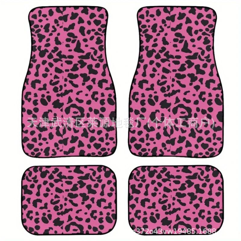 Cross-border TEMU Hot Leopard Crystal Velvet Foot Mat Home Dirt-resistant Easy-care Car Foot Mat Four-piece Set Wholesale