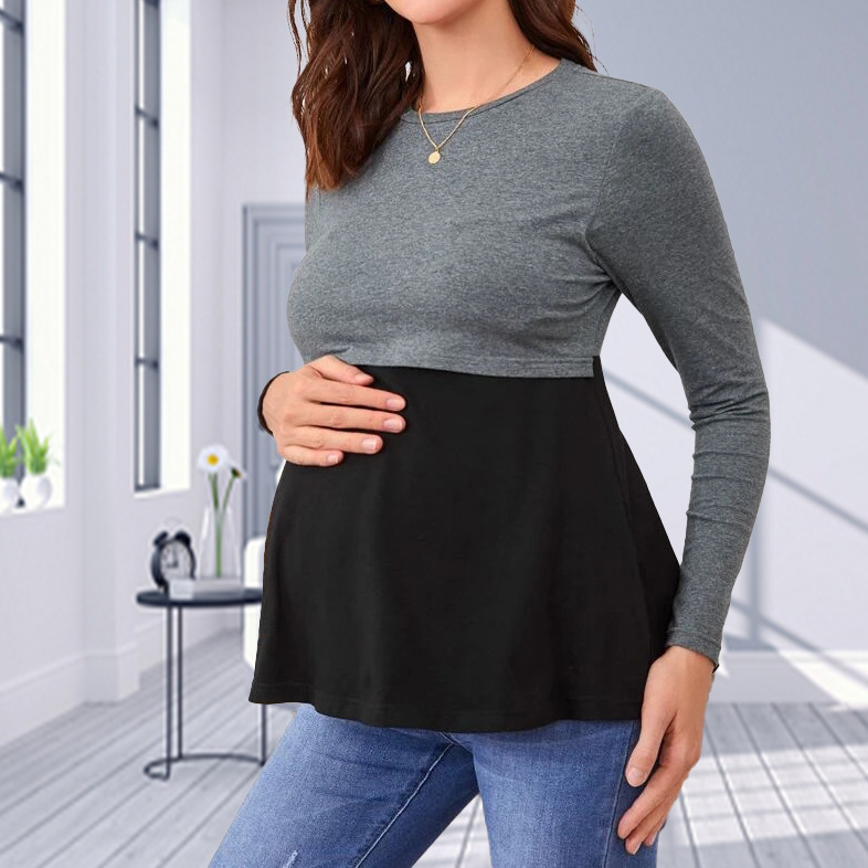 Factory direct spot cross-border European and American breast-feeding maternity long sleeve round neck jacket