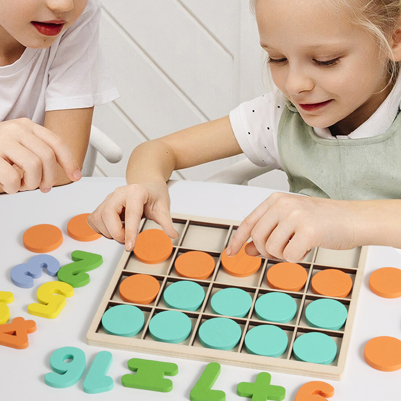 Educación temprana para niños Monty iluminación matriz cuadrada digital madera color 0 - 9 matemáticas rompecabezas disco ayuda de enseñanza para jardín de infantes
