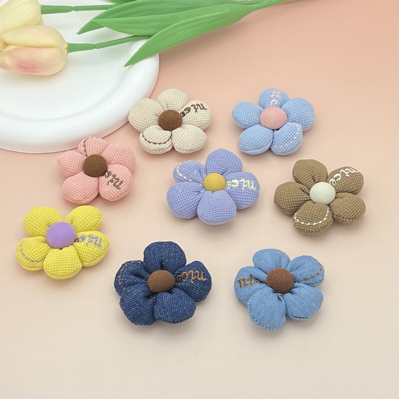 In-Stock Denim Embroidered Letter and Floral Accessories, Children's Fresh and Sweet Headwear Accessories, Bag Fabric Cotton-Filled Accessories In-Stock Denim Embroidered Letter and Floral Accessories, Children's Fresh and Sweet Headwear Accessories, Bag Fabric Cotton-Filled Accessories