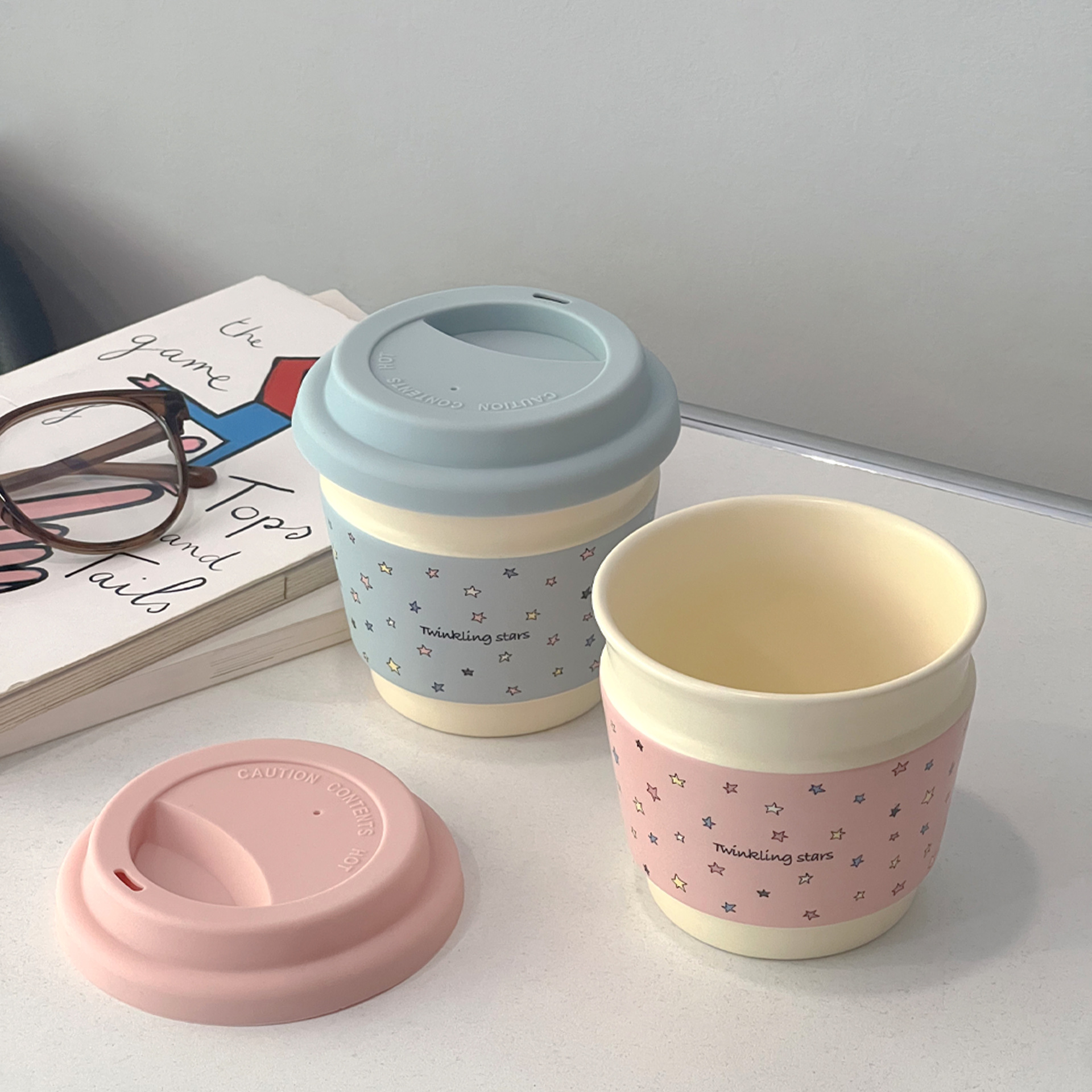 Taza de café de cerámica macaron de alto valor creativo de la serie de tazas de desayuno portátiles de mano Starins simple