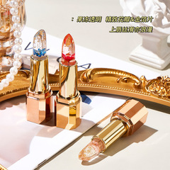 Petal flower lipstick transparent jelly color changing gold foil temperature changing lipstick non-stick cup non-fading moisturizing and moisturizing wholesale