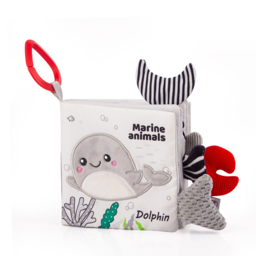 Baby early education tear-proof cloth book black and white tail cloth book newborn visual stimulation multiple tactile training toy
