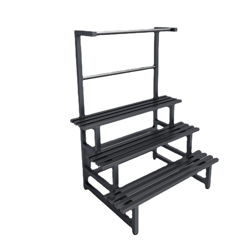 Soporte de balcón de hierro para interiores y exteriores Soporte rectangular de pie de escalera de múltiples capas Soporte de flores de pintura de acero inoxidable Rábano verde Soporte de flores suculentas