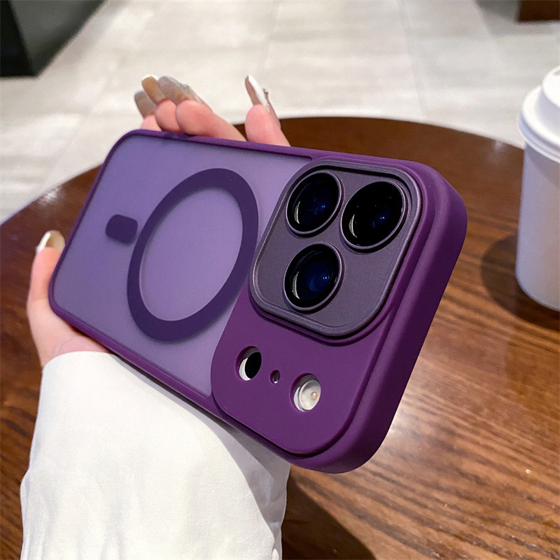 La piel de la escudo esmerila succión magnética para Apple 17PRO caso de teléfono celular iPhone 16 / 15 lente película protector a prueba de caídas