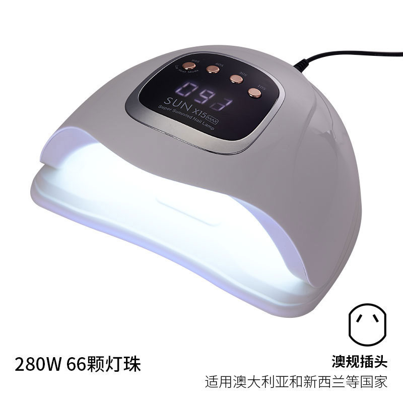 Lámpara de uñas de alta potencia de 280W, temporizador UV, lámpara de fototerapia inteligente, luz roja, secador de uñas de secado rápido, transfronterizo
