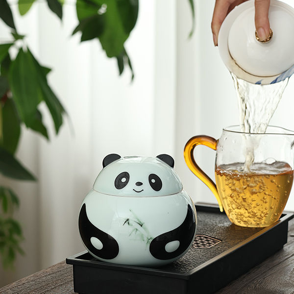國風陶瓷熊貓茶葉罐可愛潮流密封罐防潮儲存罐創意個性茶倉擺件