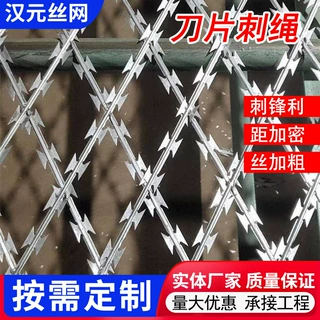 热镀锌刀片刺绳监狱围墙防爬刺铁路机场不锈钢滚笼防盗带刺铁丝网