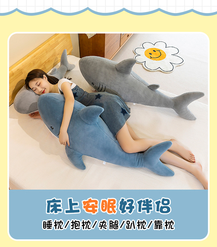 Shark Pillow Whale Pillow Sleeping Doll Soothing Doll Bedroom Super Soft Clip Leg Pillow Birthday Gift for Men and Women