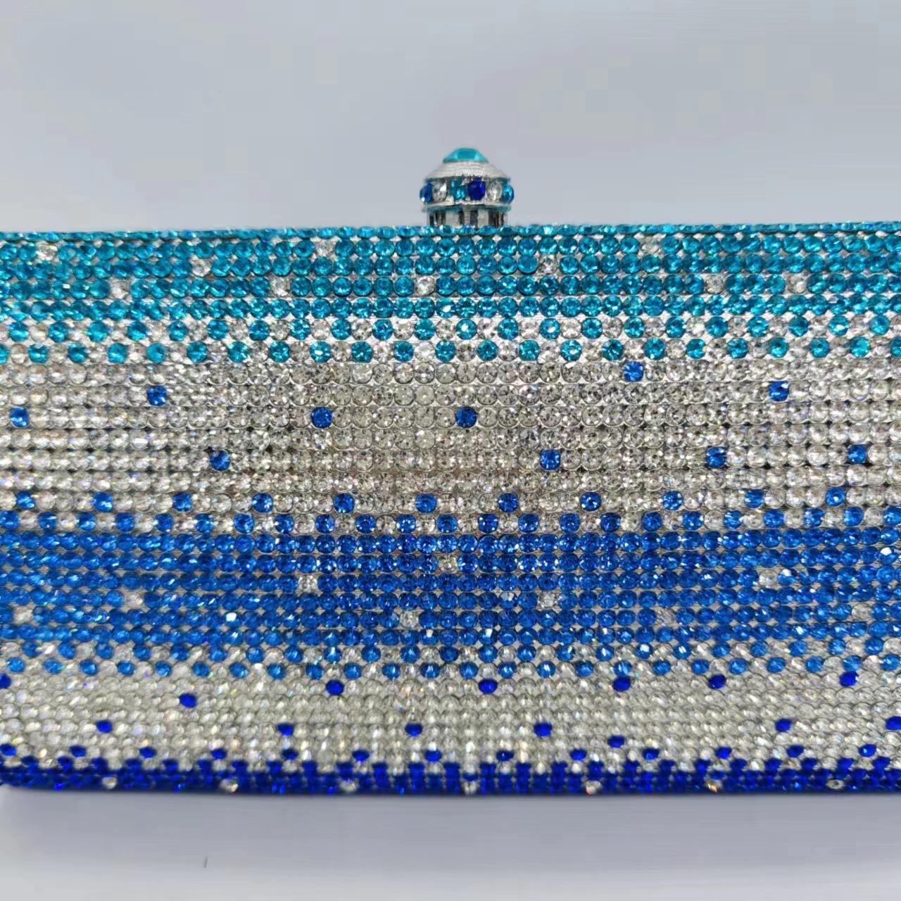 Clutch nuevo color azul gradiente bolsas de diamantes bolsas de mano bolsas de diamantes bolsas de fiesta de damas bolsas de aleación
