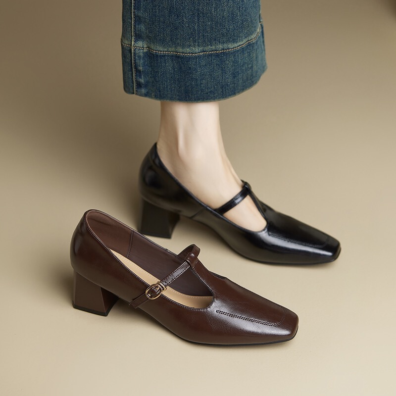 French Gentle Flats for Women 2025 Spring New Style Mary Jane Thick Heel Evening Shoes with Skirt Fairy Style Shoes Trendy Retro