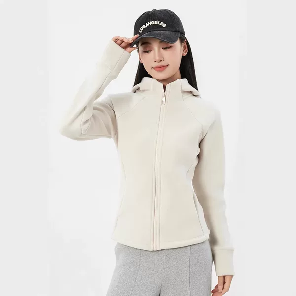 Lulu with double-sided padded Ollie velvet American hooded high collar sports sweater coat women's autumn and winter 2024 new