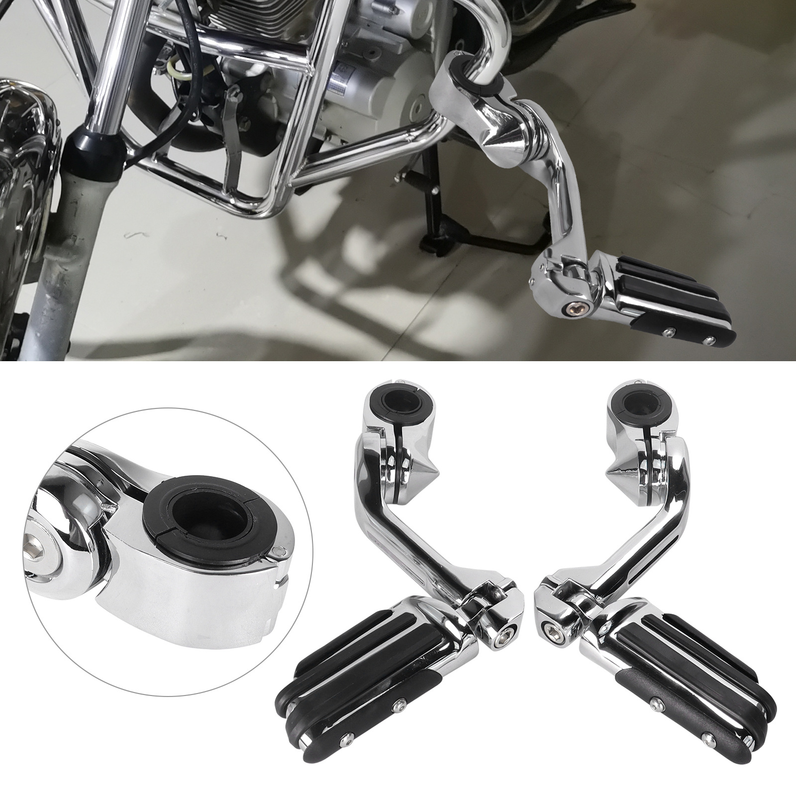 Motorcycle Footrest Combination Long Footrest Bracket Harley Road King Fat Boy Bumper Footrest Guard Bar Rest Bracket