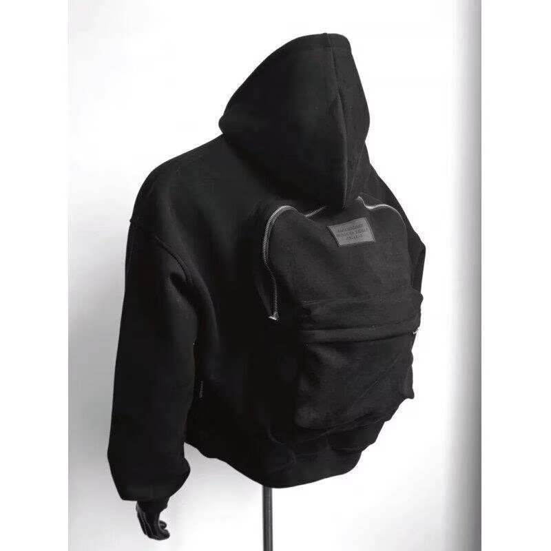 Men's Clothing Design Sense With Schoolbag Hooded Heavy Sweater Foreign Trade New Loose Large Size 200 Catties Student Niche Jacket Trend_voghion.com