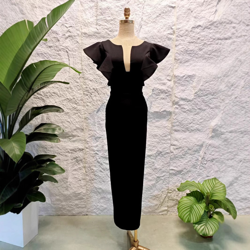 2025 New High-End Black Fishtail Dress Slimming Look Banquet Dress W558