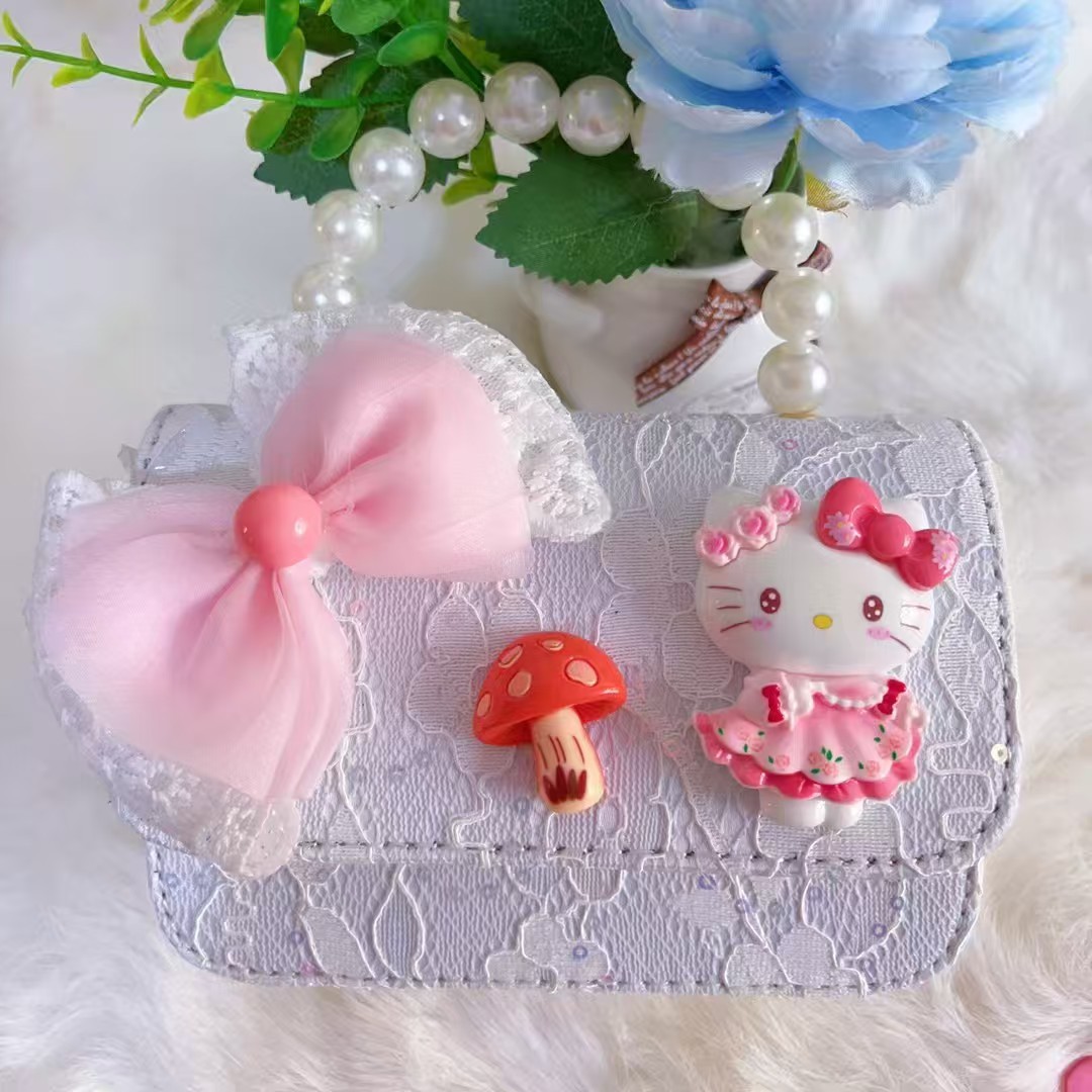 Bolso de perlas, bolso de arco, bolso de princesa Melody, bolso de Año Nuevo, bolso de hombro cuadrado de cadena de niña roja