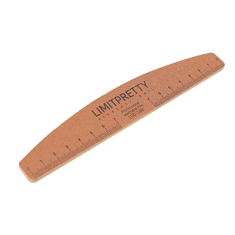 Lima de uñas profesional en forma de media luna, arena gris, tiras de pulido de doble cara con escala, frotamiento de uñas, uñas simples, ventas directas de fábrica