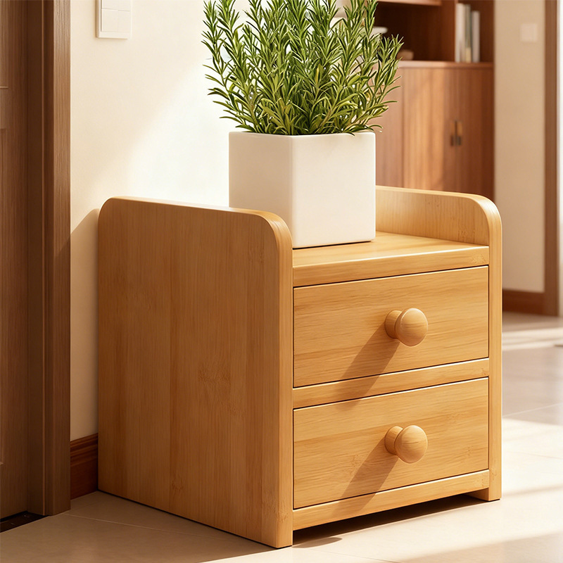 Wooden Storage Rack Household Desktop Small Cabinet with Two-Layer Drawer Office Computer Desk Small Storage Rack