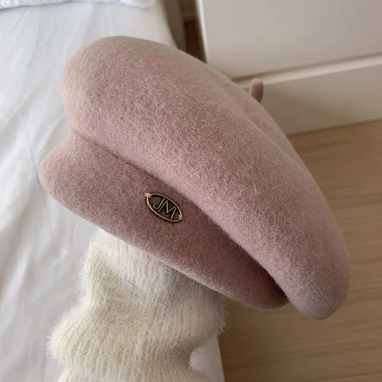 Wool Beret For Women White Raspberry Pink Autumn Winter Painter Hat_voghion.com