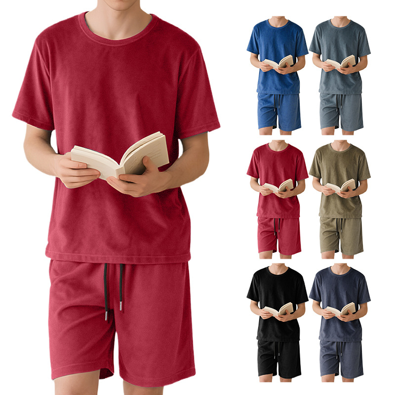 Nuevo transfronterizo de Europa y América Amazon TEMU nuevo hombre de manga corta pantalones cortos deportivos casuales cuello redondo T-shirt de color sólido