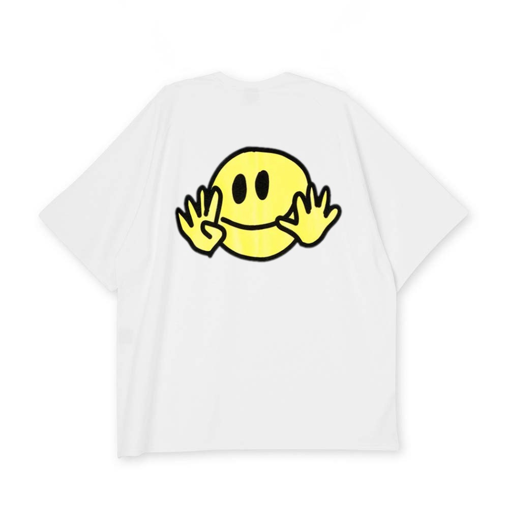 Men's Casual Printed Loose Fitting Basketball Training Shirt Short Sleeved Smiley Face T-Shirt Trendy Fitness Muscle Wearing_viptrois.com