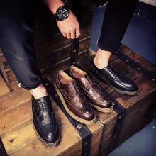 2026新款皮鞋春季男鞋真皮高端韩版休闲商务正装布洛克复古德比鞋