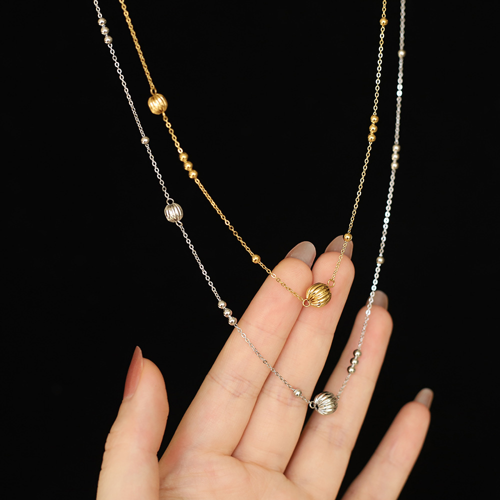 Lantern Ball Beaded Sweater Chain Necklace